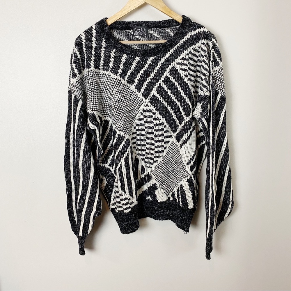 Vintage | 90’s Geometric Print Grandpa Sweater